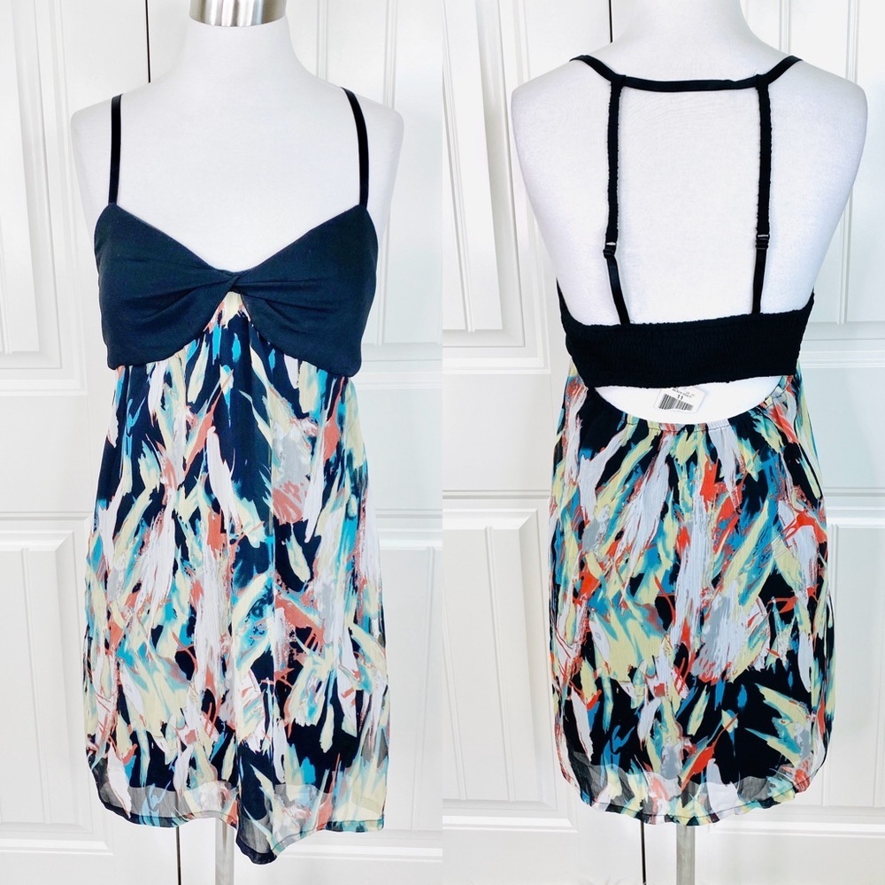 Guess Jeans Multicolor Empire Waist Chiffon Dress